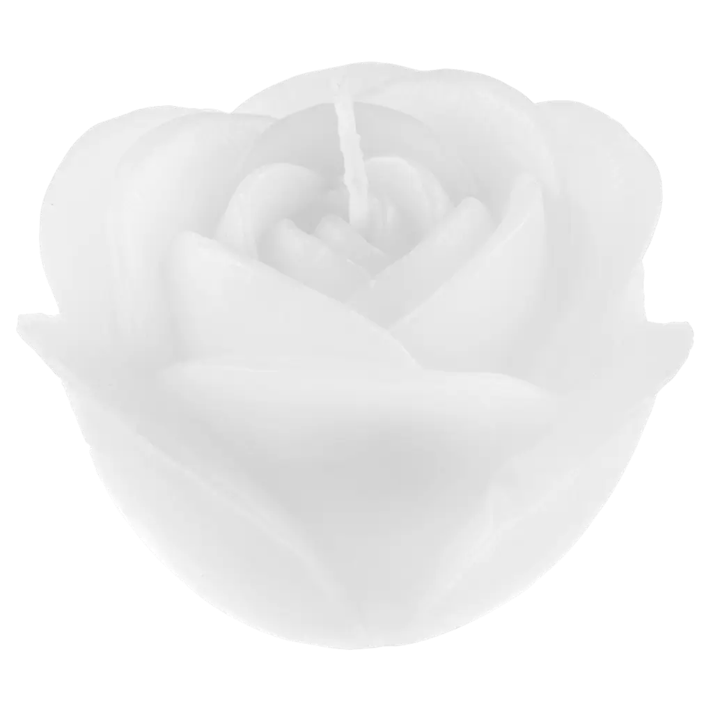 Rose sculpted flower candle - White