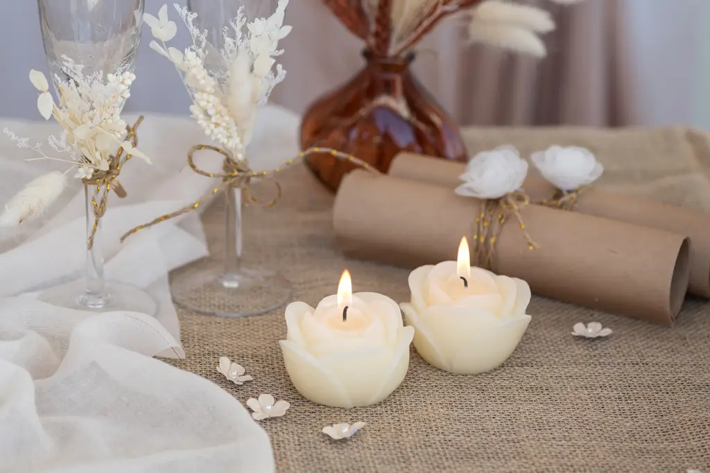 Rose sculpted flower candle - Ivory