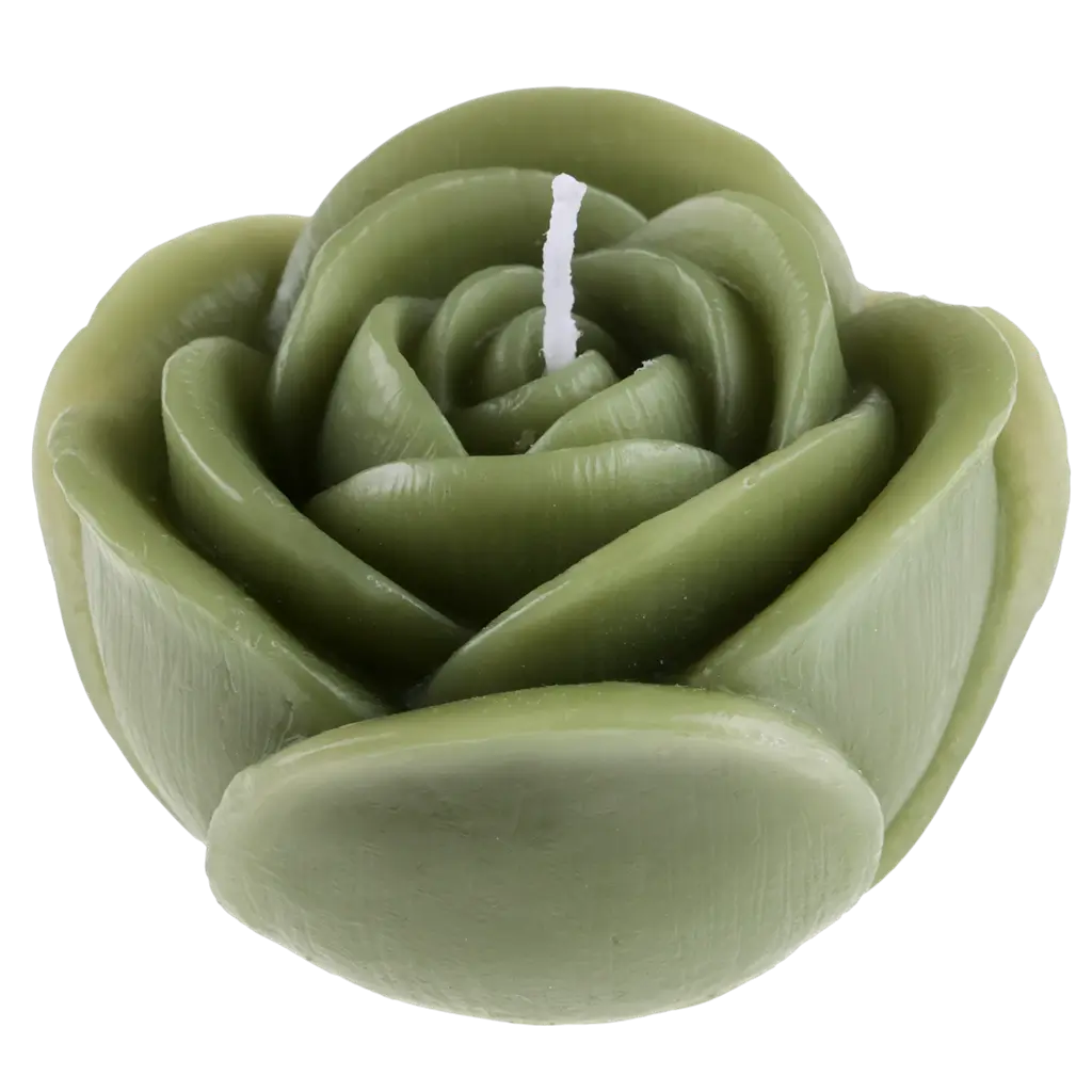 Carved Rose flower candle - Olive