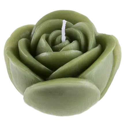 Carved Rose flower candle - Olive