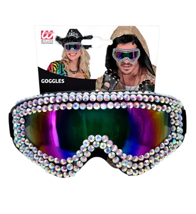 APRÈS-SKI PARTY WINTER FESTIVAL GOGGLES WITH RHINESTONES.