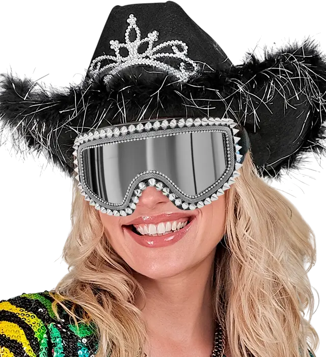 "APRÈS-SKI PARTY WINTER FESTIVAL GLASSES WITH SILVER STUDS AND RHINESTONES".