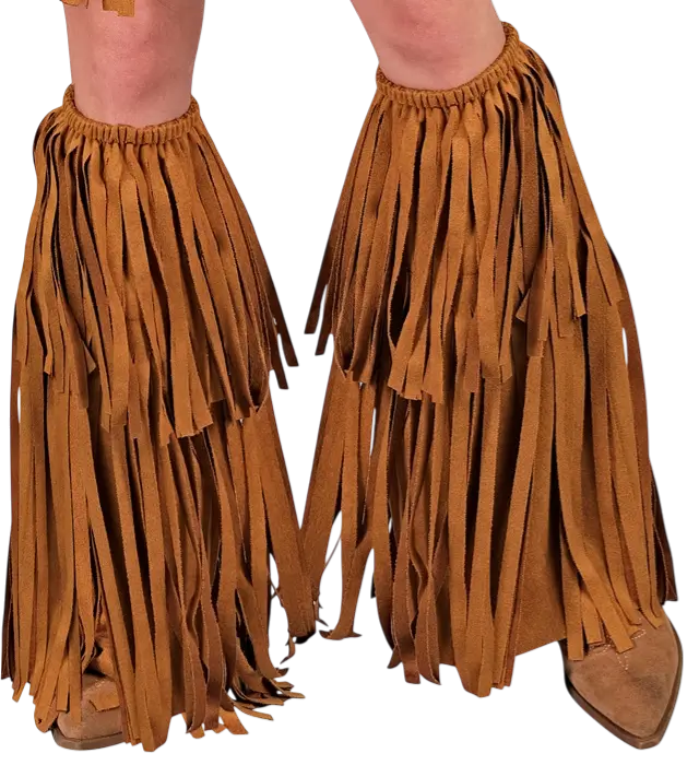 Cowboy Western Boot Covers with Fringe Suede Look – Costume Accessory