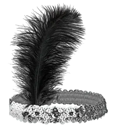 SILVER GLITTER HEADBAND WITH FEATHERS