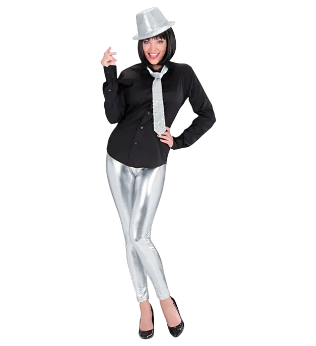 Silver Metallic Leggings – Shiny Disco Pants – 70s / 80s Costume