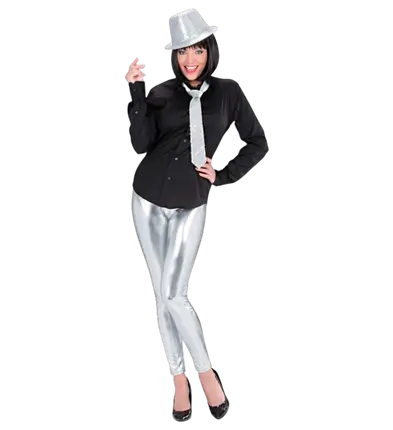 Silver Metallic Leggings – Shiny Disco Pants – 70s / 80s Costume