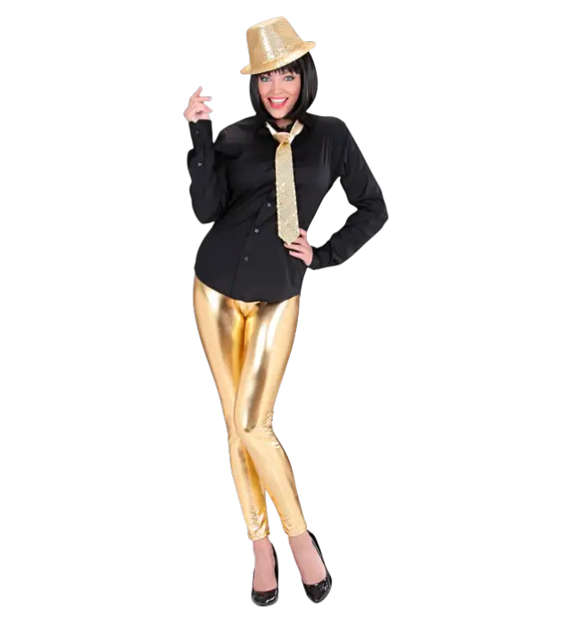 Gold Metallic Leggings – Shiny Disco Pants – 70s / 80s Costume