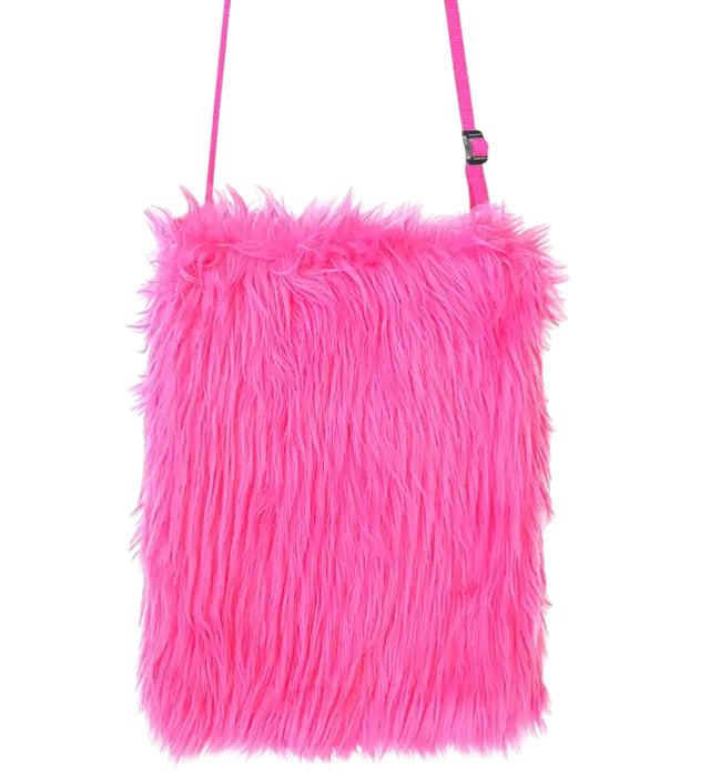 Neon Pink Plush Handbag – Pop Disco Costume Accessory