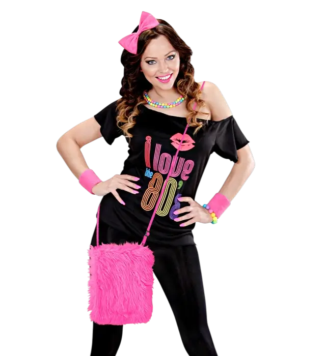 Neon Pink Plush Handbag – Pop Disco Costume Accessory