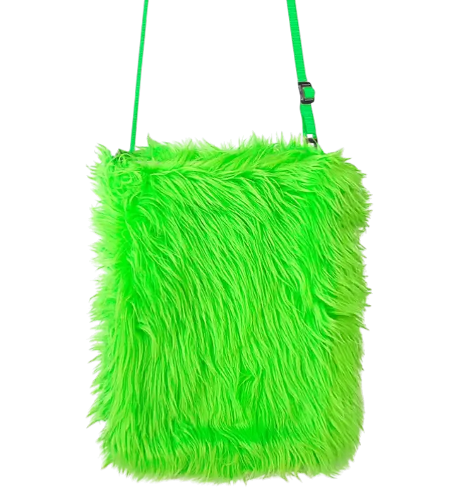 Neon Green Plush Handbag – Pop Disco Costume Accessory