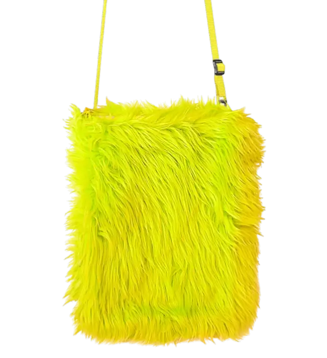 Neon Yellow Plush Handbag – Pop Disco Costume Accessory
