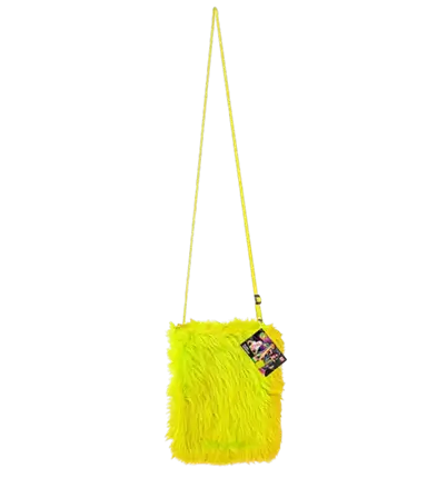 Neon Yellow Plush Handbag – Pop Disco Costume Accessory