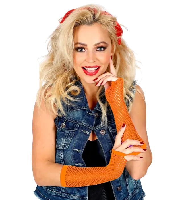 "NEON ORANGE FINGERLESS GLOVES 33 cm