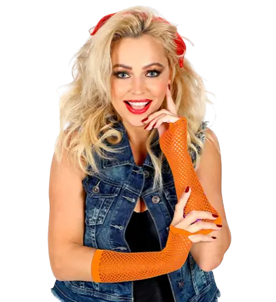 NEON ORANGE FINGERLESS GLOVES 33 cm