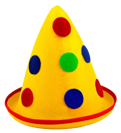 Yellow Polka Dot Pointed Felt Hat – Clown or Party Costume Hat