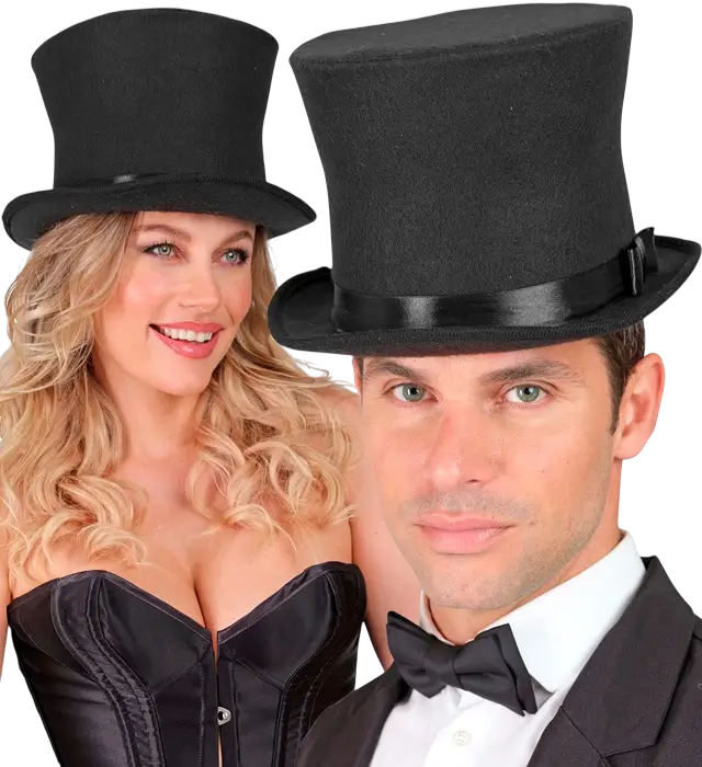 Black Felt Top Hat Wool Look 16 cm – Elegant Costume Accessory