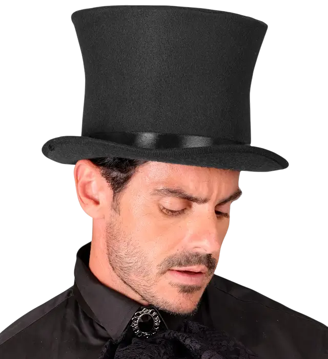 Black Felt Top Hat Wool Look 16 cm – Elegant Costume Accessory