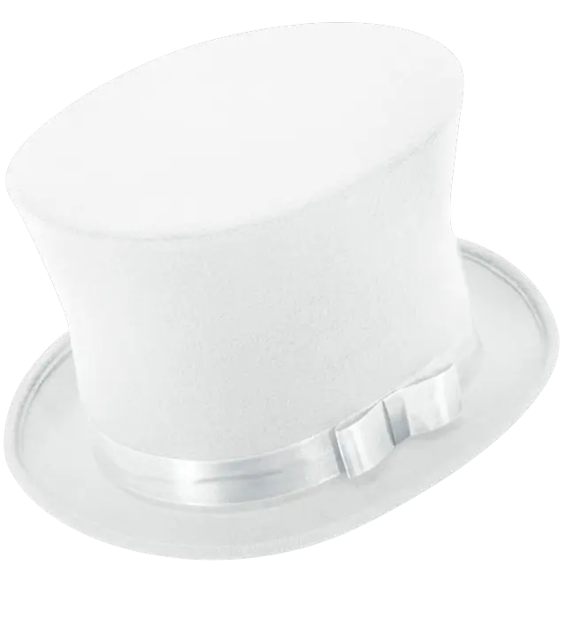 White Felt Top Hat Wool Look 16 cm – Elegant Costume Accessory