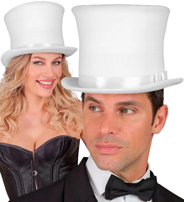 White Felt Top Hat Wool Look 16 cm – Elegant Costume Accessory