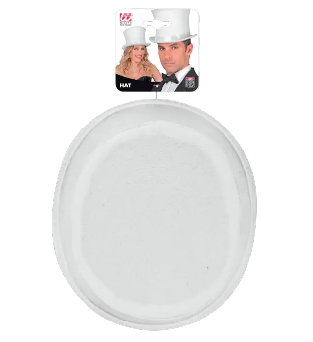 White Felt Top Hat Wool Look 16 cm – Elegant Costume Accessory