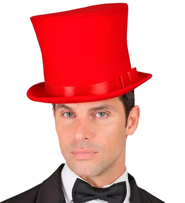 Red Felt Top Hat Wool Look 16 cm – Elegant Costume Accessory
