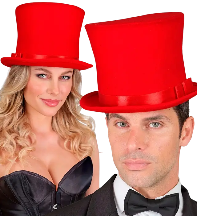 Red Felt Top Hat Wool Look 16 cm – Elegant Costume Accessory