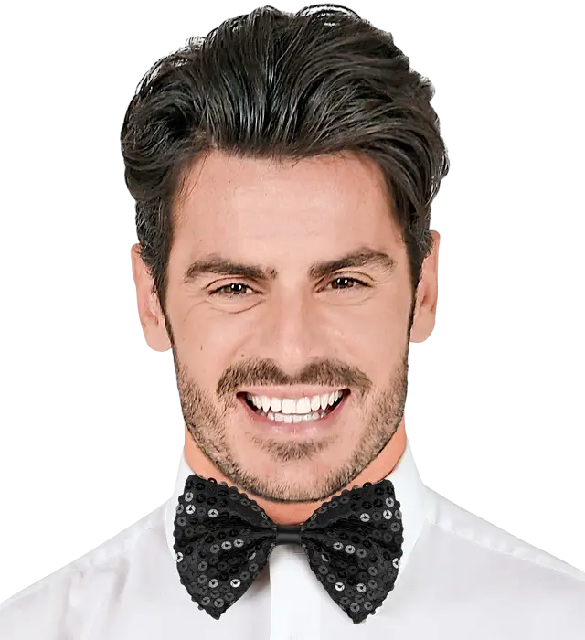 "BLACK SEQUINED BOW TIE