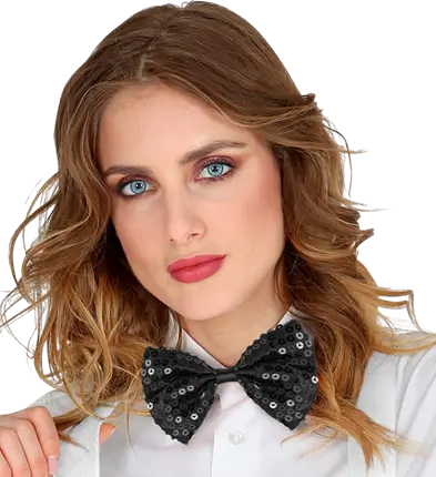 BLACK SEQUINED BOW TIE