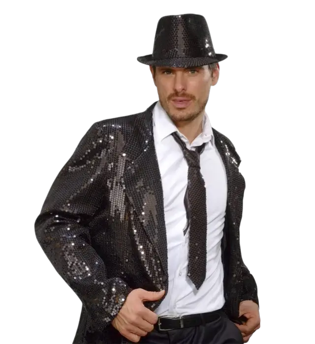 Black Sequin Tie – Disco Costume Accessory
