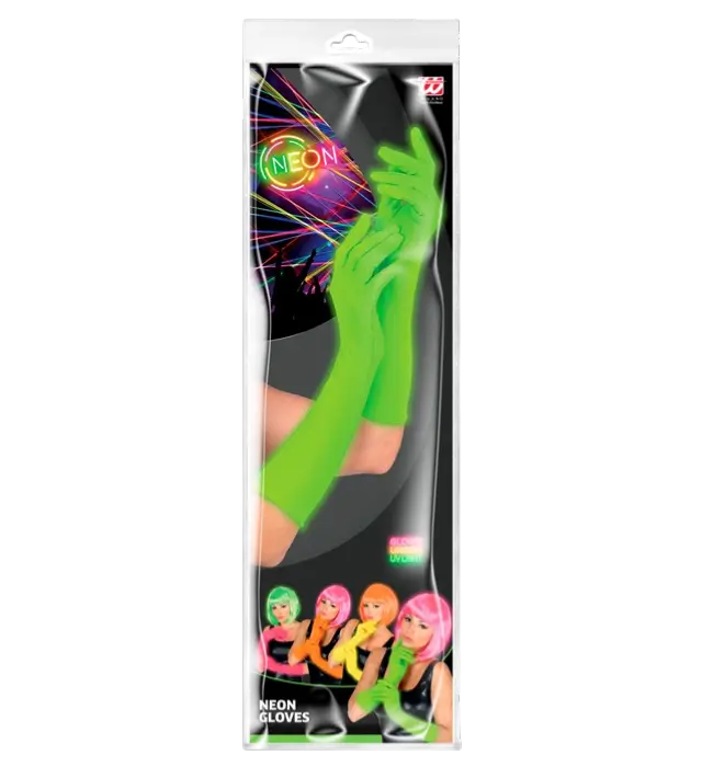 Long Neon Green Gloves 40 cm – 80s Costume Accessory