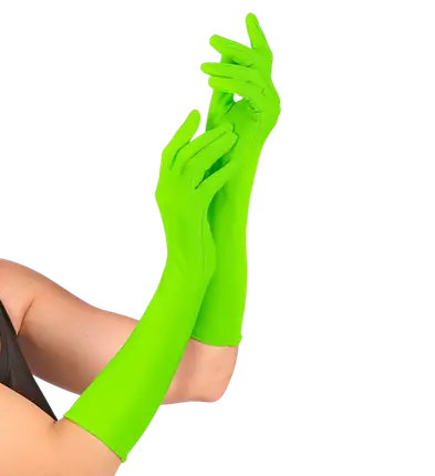Long Neon Green Gloves 40 cm – 80s Costume Accessory