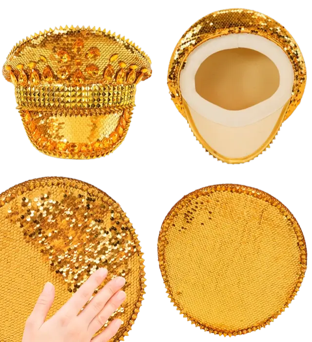 Festival Hat with Studs, Jewels and Gold Sequins – Costume Accessory