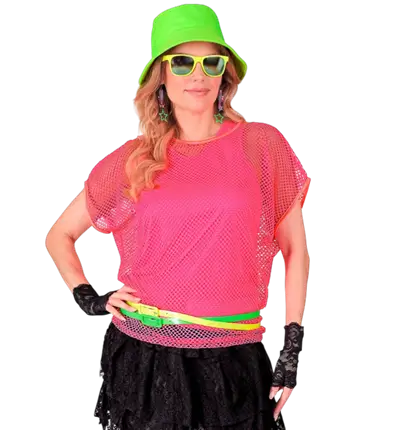 Neon Pink Mesh Shirt – 80s Disco Costume Shirt