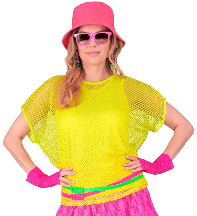 Neon Yellow Mesh Shirt – 80s Disco Costume Shirt