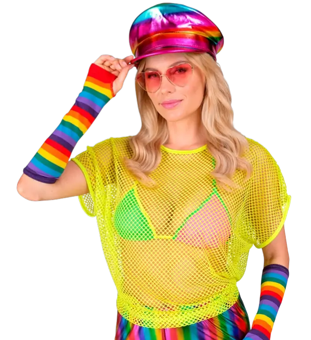 Neon Yellow Mesh Shirt – 80s Disco Costume Shirt