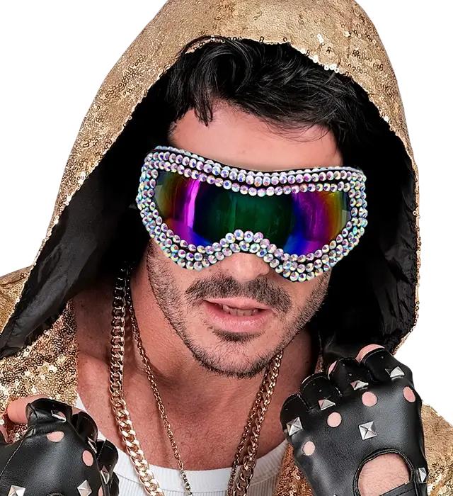 Après-Ski Glasses with Rhinestones – Winter Festival Party Glasses – Costume Accessory