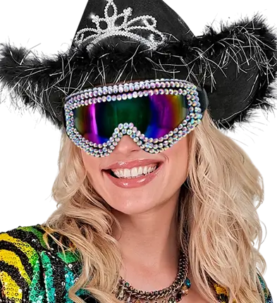 Après-Ski Glasses with Rhinestones – Winter Festival Party Glasses – Costume Accessory