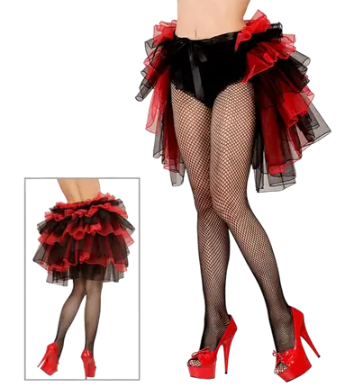 BURLESQUE AND GOTHIC SKIRT WITH BLACK AND RED LACE.