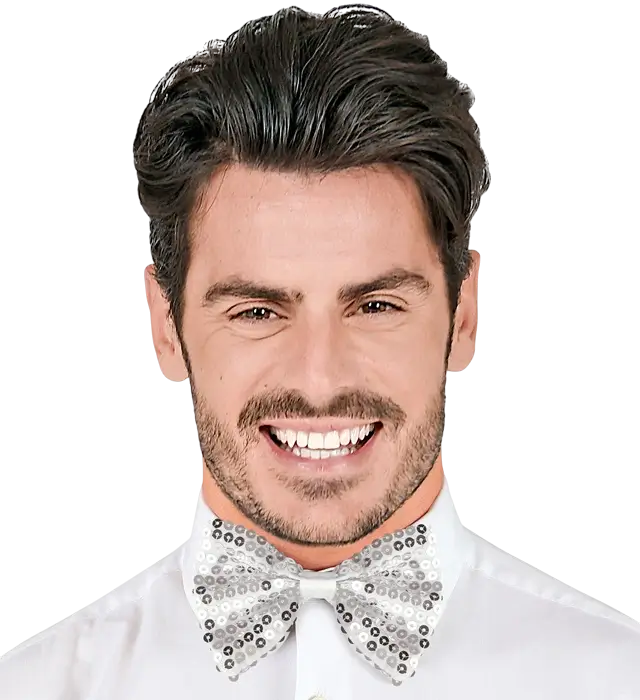 "SILVER SEQUIN BOW TIE