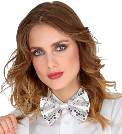 SILVER SEQUIN BOW TIE