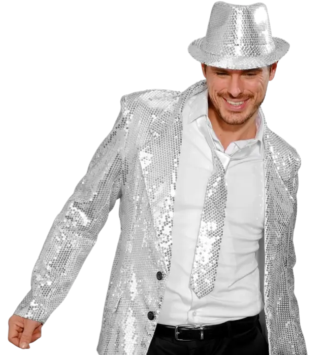 Silver Sequin Tie – Disco Costume Accessory