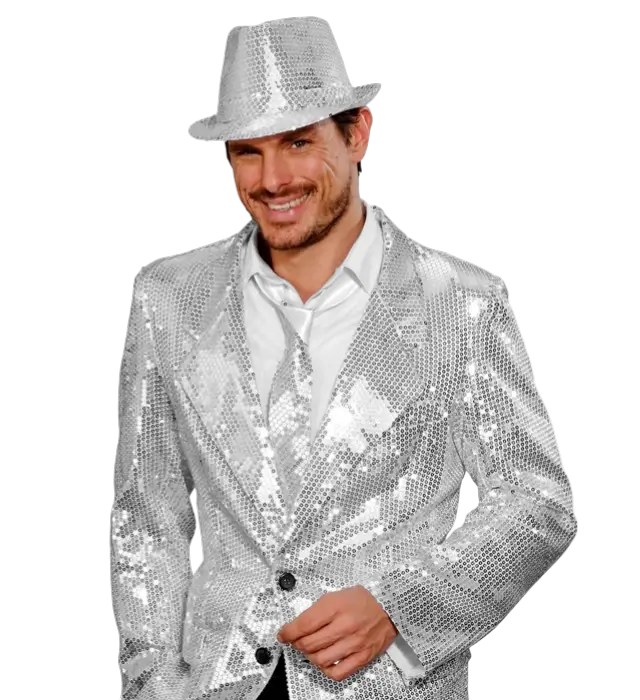 Silver Sequin Tie – Disco Costume Accessory