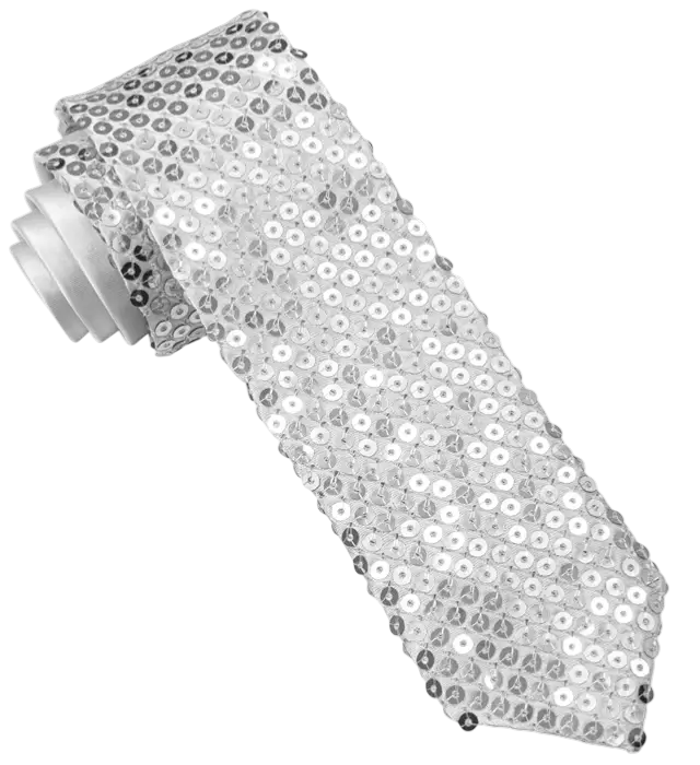 Silver Sequin Tie – Disco Costume Accessory