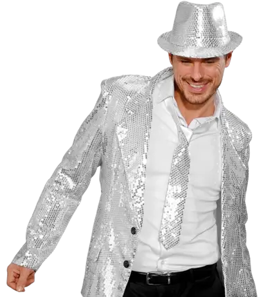 Silver Sequin Tie – Disco Costume Accessory