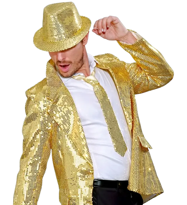 Gold Sequin Tie – Disco Costume Accessory