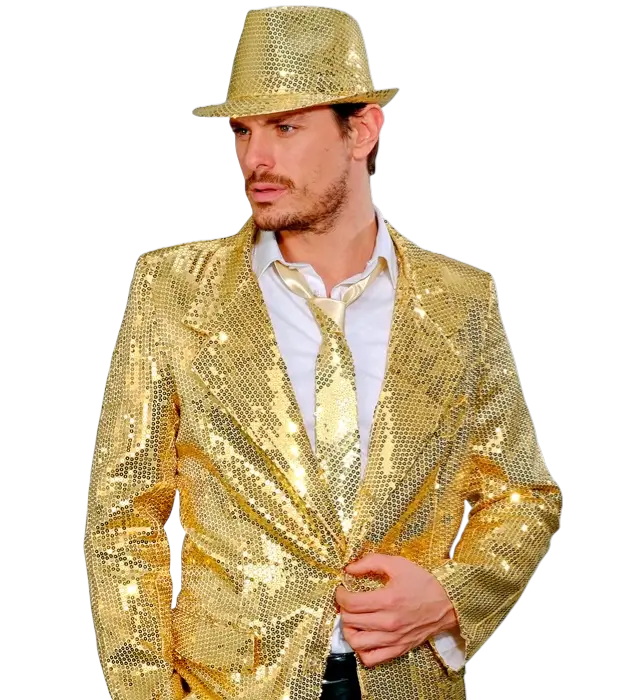Gold Sequin Tie – Disco Costume Accessory