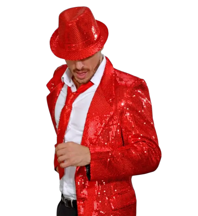 Red Sequin Tie – Disco Costume Accessory