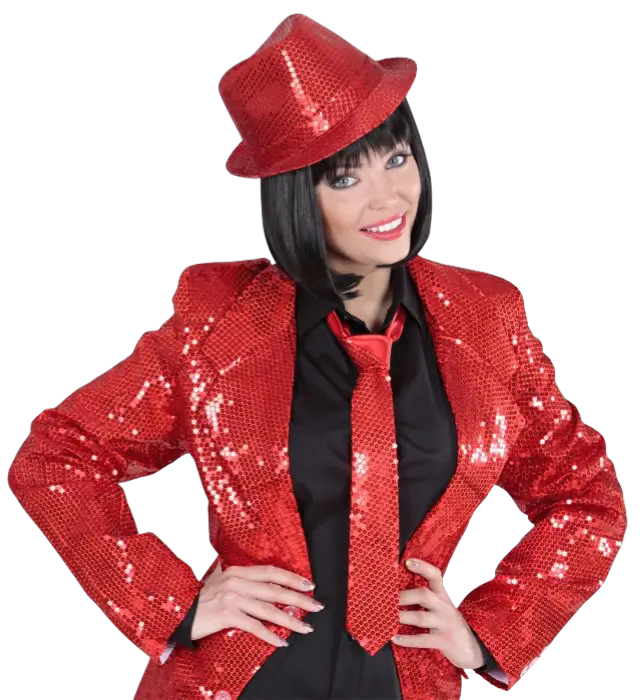 Red Sequin Tie – Disco Costume Accessory