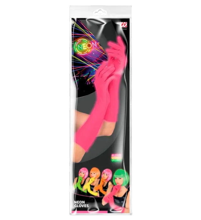 Long Neon Pink Gloves 40 cm – 80s Costume Accessory