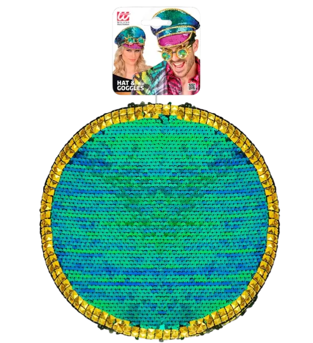 Festival Hat with Studs and Kaleidoscope Glasses with Spikes and Multicolor Sequins – Costume Accessory